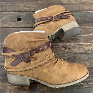 Jellypop Women’s Tan Distressed Ankle Boot